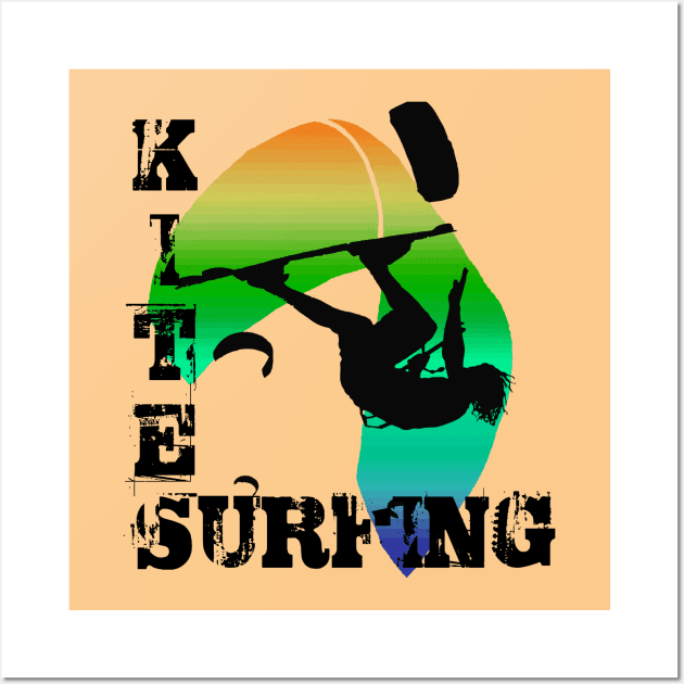 Kite Surfing WIth Freestyle Kitesurfer And Kite 7 Wall Art by taiche